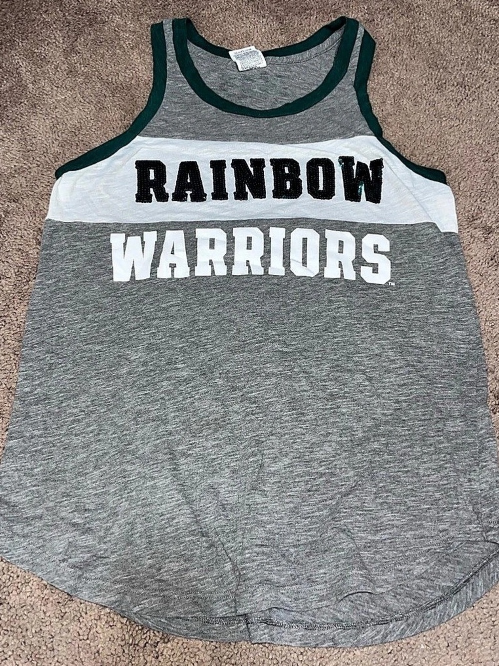 VS PINK Graphic Tank Top in Gray & Green Size XSmall University of Hawaii